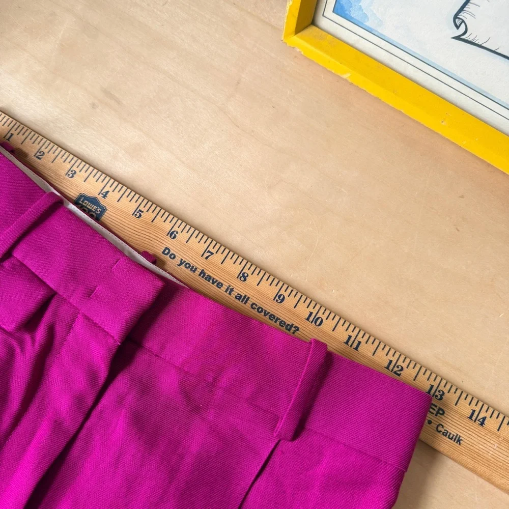 COS Bright Magenta Trousers Wide Leg - Adjustable Waist -Pockets 2 Linen Blend